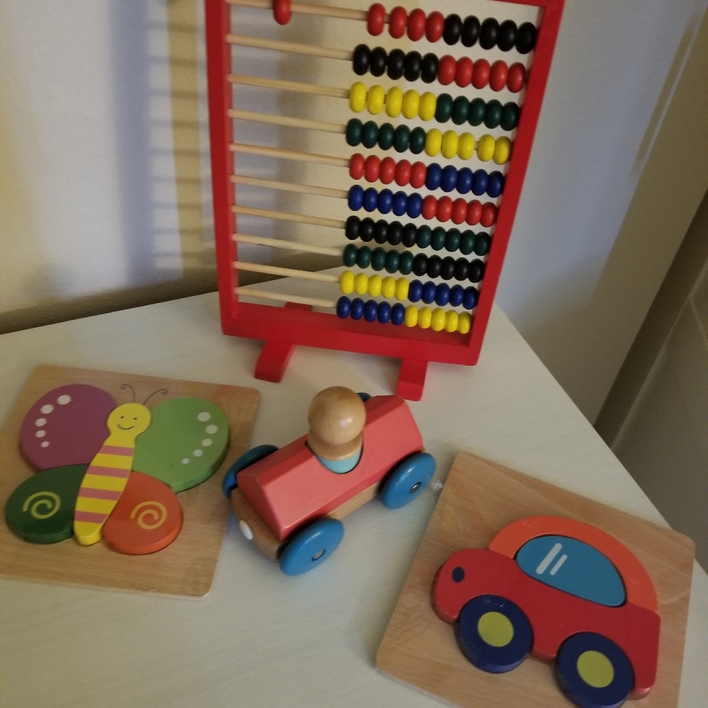 Wooden toys.  Some brand new.